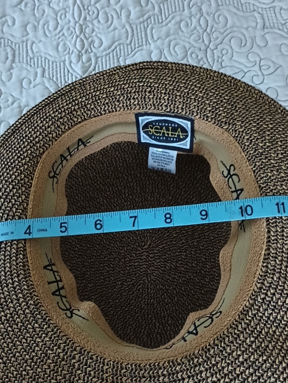 Scala 2 Tone Sun Hat with Black Band Ribbon & Bow Wide Brim Boho One Size Fits - Picture 8 of 9